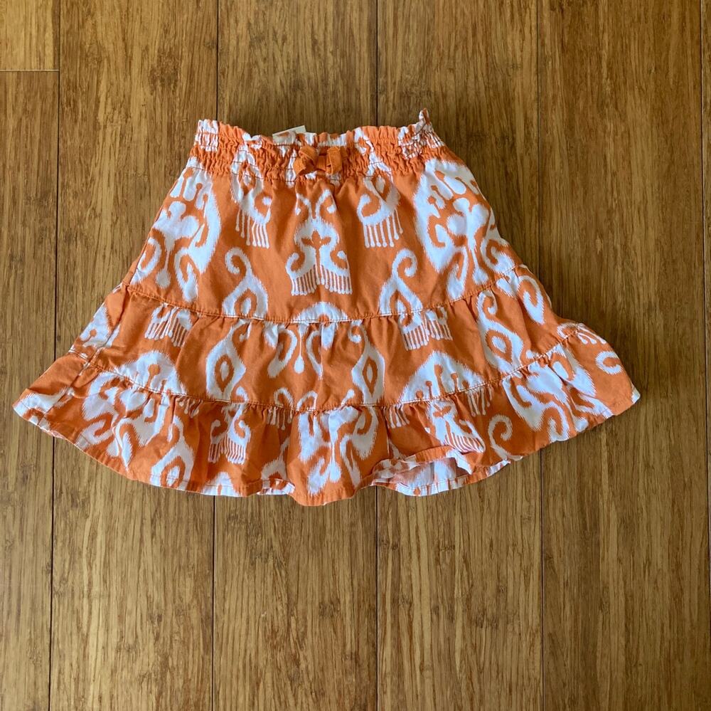Gymboree Orange Print Pull On Tiered Skirt, Size 6-12M